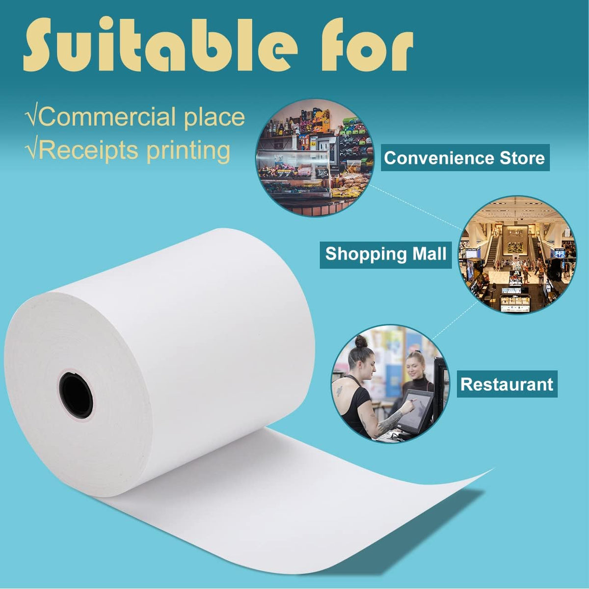 3 1/8 x 230' Thermal Paper Rolls (20 Rolls) C360