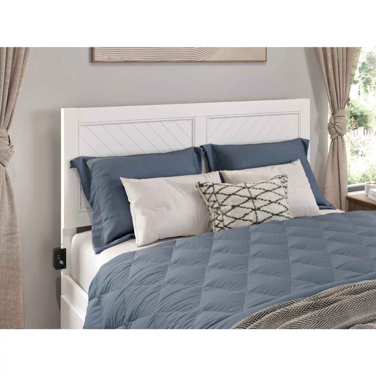 Solid Wood Full Size Headboard in White W887682