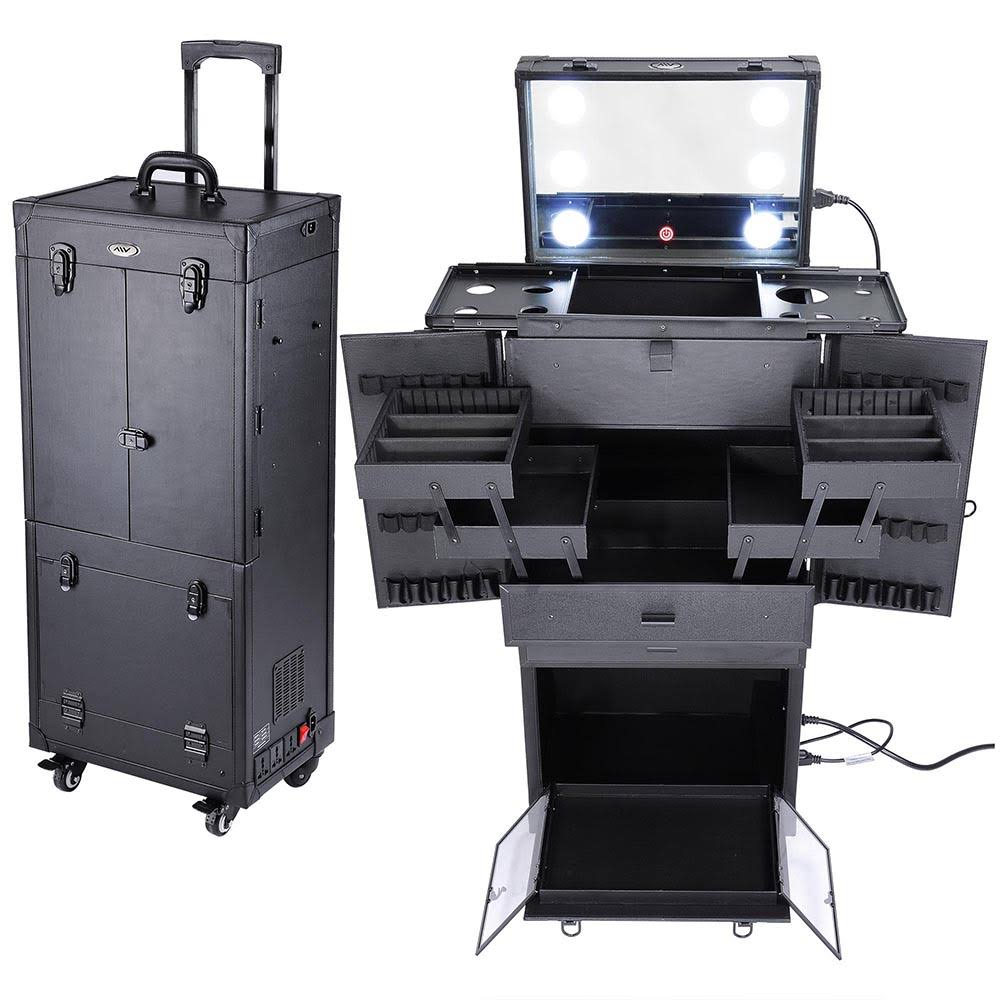 Black Rolling Makeup Case Lockable F245284