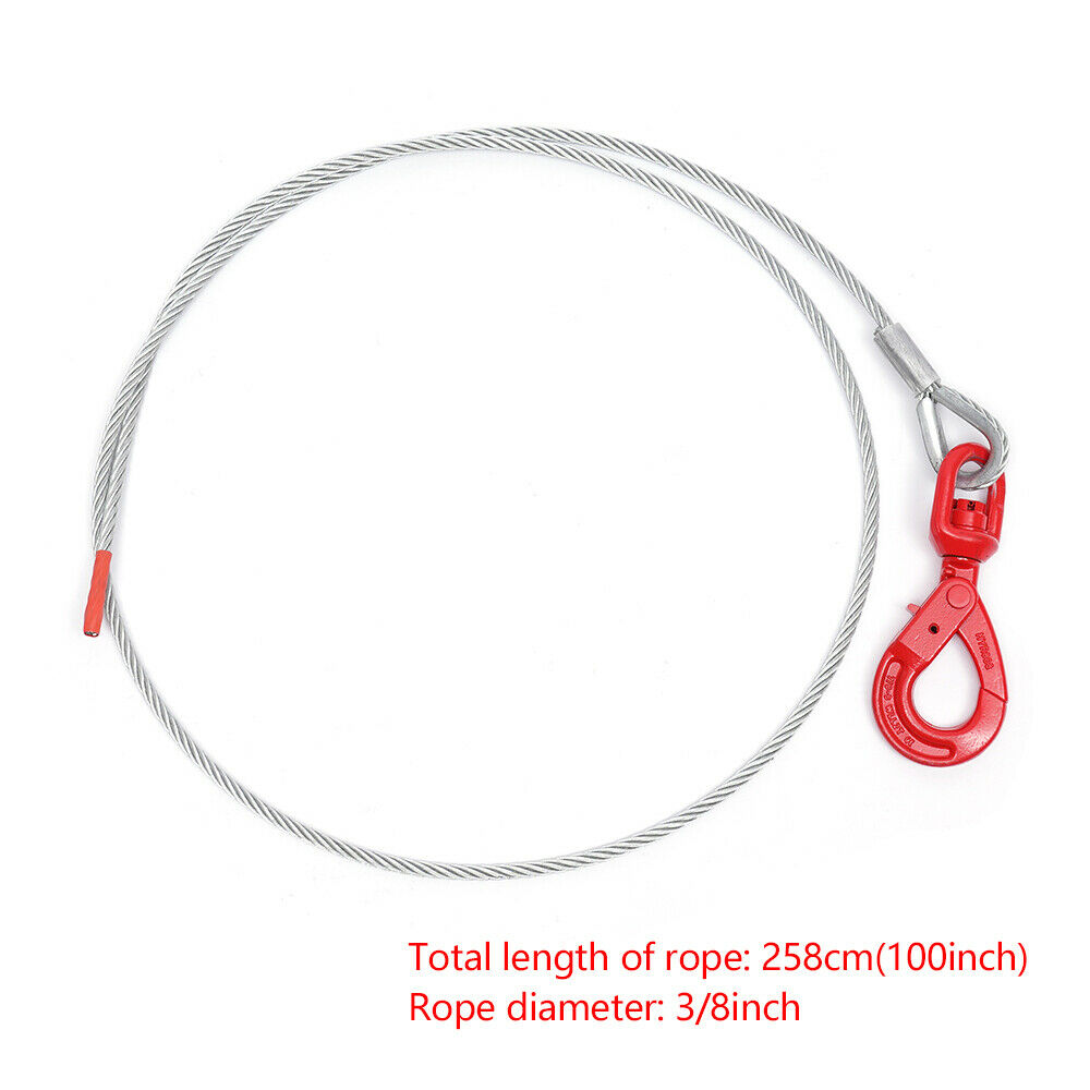 3/8" x 100" Wire Rope Steel Winch Cable with Swivel Hook H318
