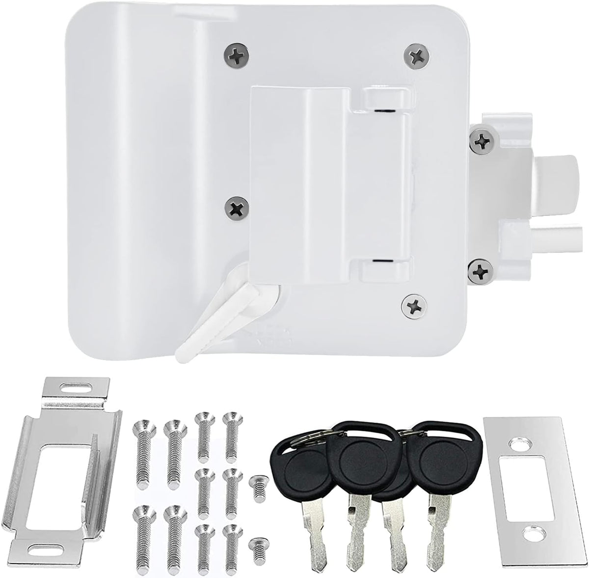 Black Zinc Alloy RV Door Lock with 4 Keys, Pack of 2 L938433