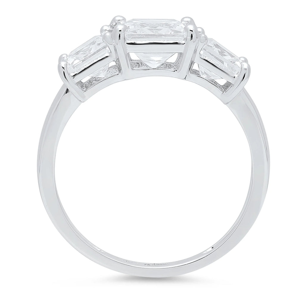 14K White Gold Three-Stone Diamond Engagement Ring size 6.5 W742666