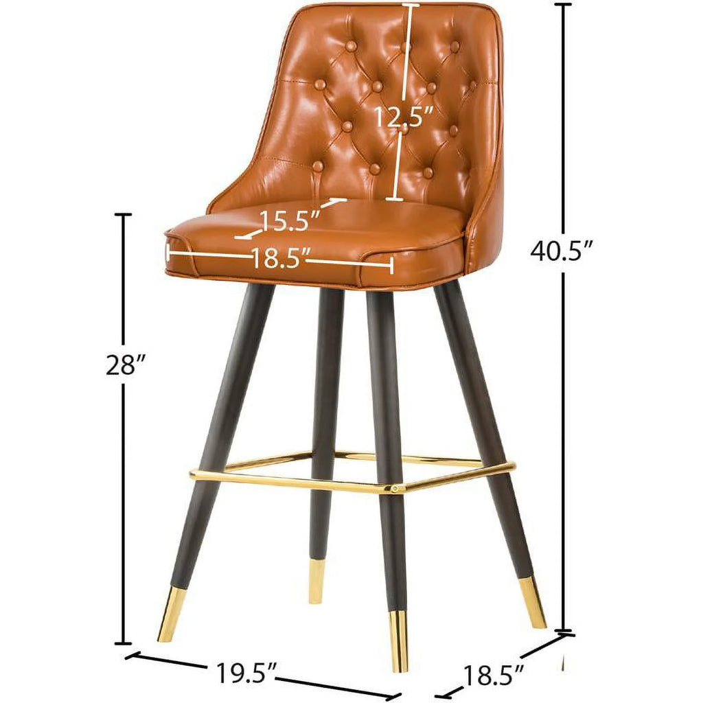 Cognac Vegan Leather Counter Stool Set of 2 R737