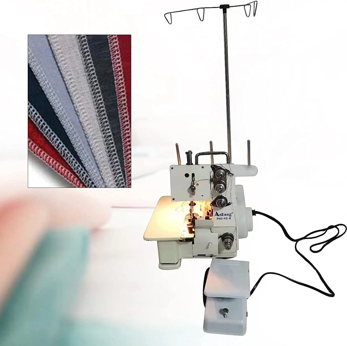 Four-Thread Overlock Serger Sewing Machine with Foot Controller T3055