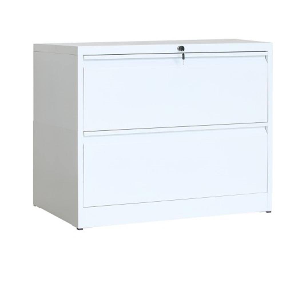 White 2-Drawer Lateral File Cabinet with Lock and Key W296