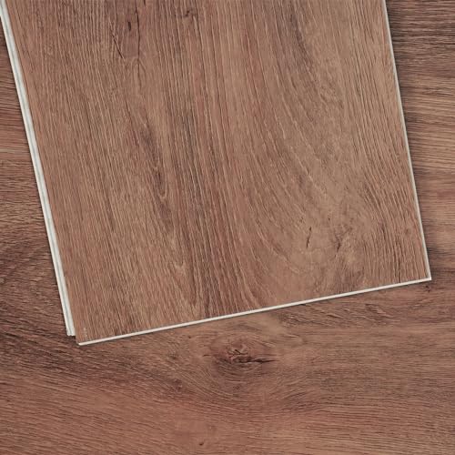 Interlocking Vinyl Floor Tiles 48 x 7.3 inch 10 Tiles 5.5mm Thick Natural Wood Grain H28861