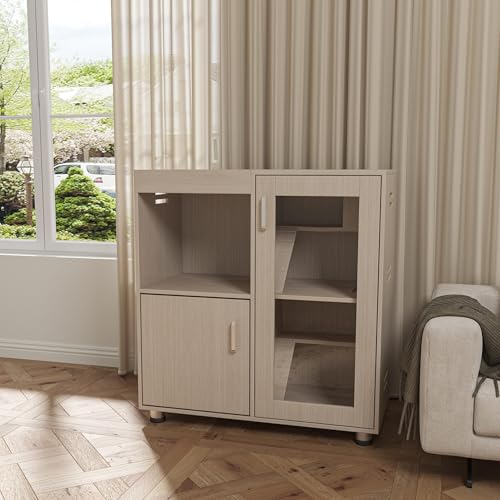 4-Tier Wooden Hamster Cage with Storage Cabinet, Openable Top, Acrylic Windows (Teak) S924154
