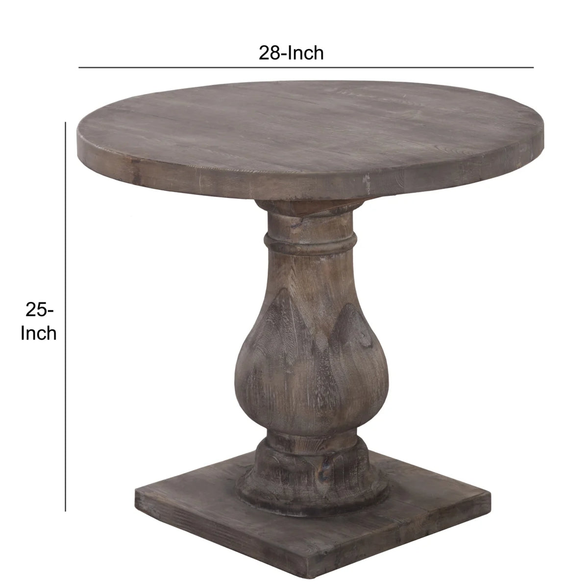 Brown Round Wood End Table with Pedestal Base S9039