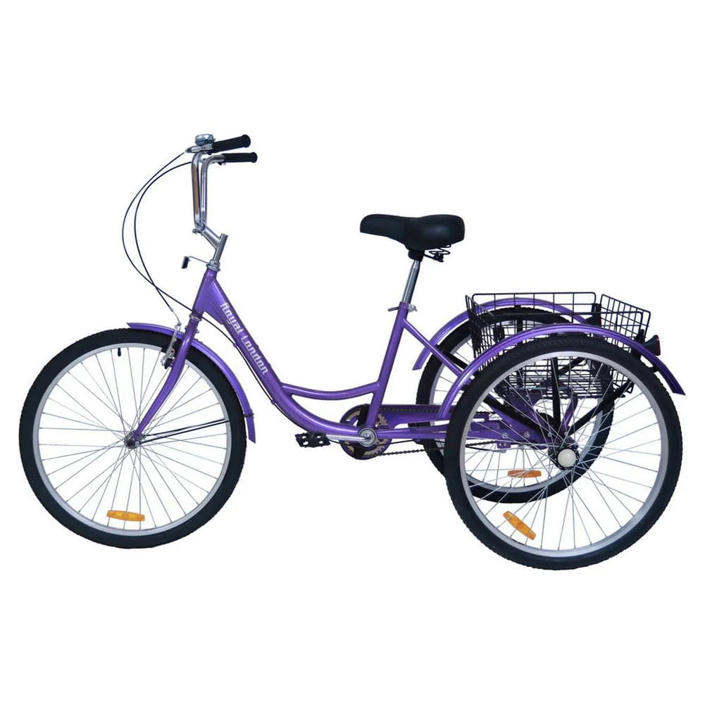 Purple 3 Wheeled Adult Tricycle with Shopping Basket D203012