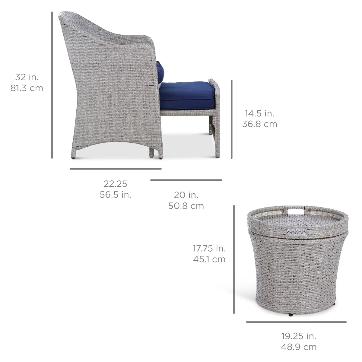 5-Piece Outdoor Wicker Patio Furniture Set with Storage Table L670