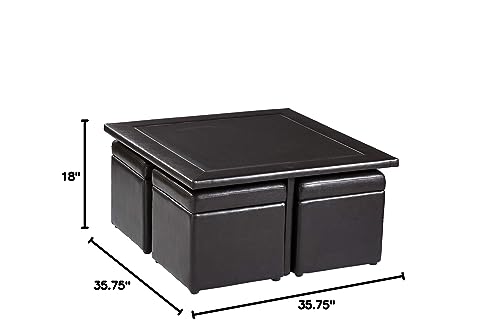Dark Chocolate Nesting Coffee Table and Storage Ottomans Set X401743