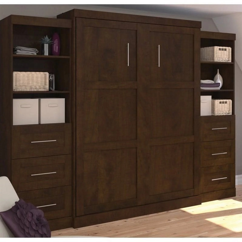 Queen Wall Bed with Storage and 3 Drawer Set V75499