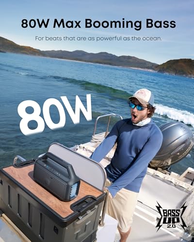 80W Portable Bluetooth Speaker with Subwoofer, IPX7 Waterproof R8362