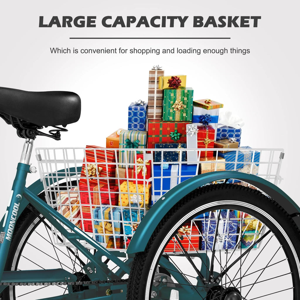 24 Inch Single Speed Adult Tricycle with Basket S574177