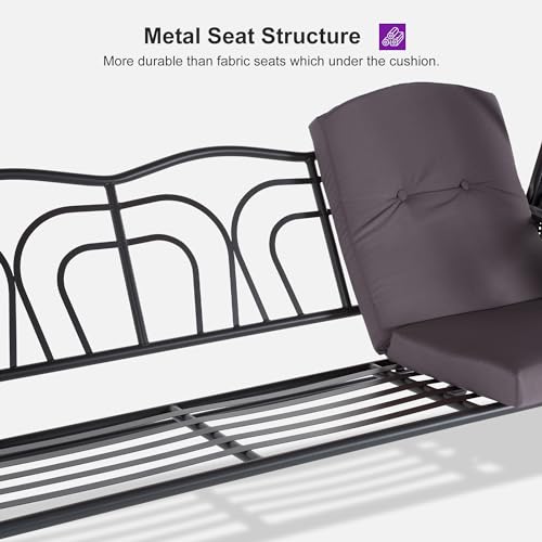 Grey 3-seat Outdoor Swing Chair with Canopy and Cup Holder C603