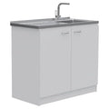 White Modern Engineered Wood Utility Sink with Cabinet G186623