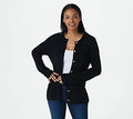 Black Rib Knit Button Front Cardigan D965