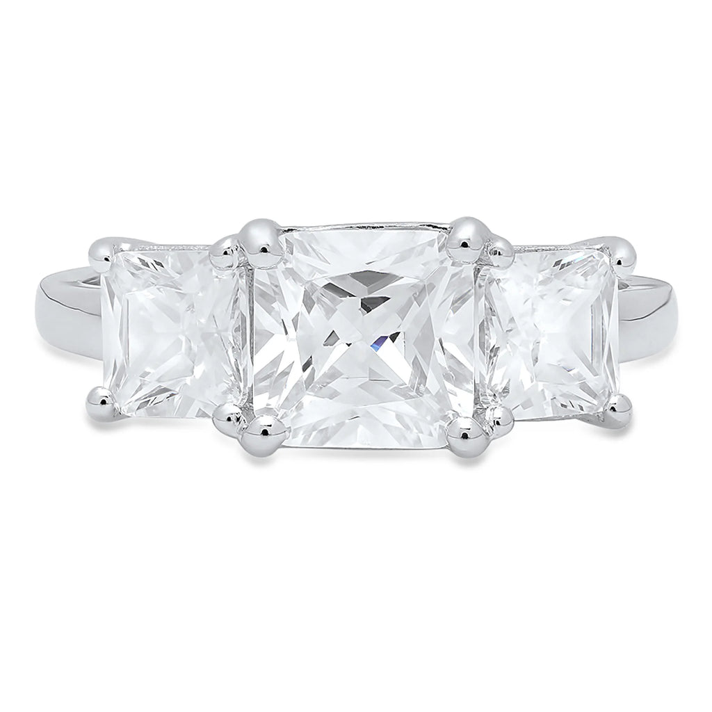 14K White Gold Three-Stone Diamond Engagement Ring size 6.5 W742666