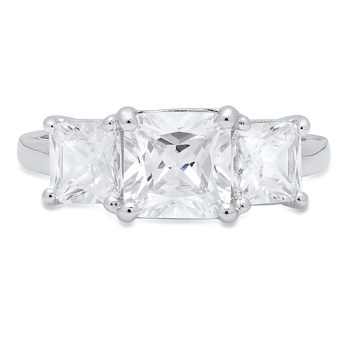 14K White Gold Three-Stone Diamond Engagement Ring size 6.5 W742666
