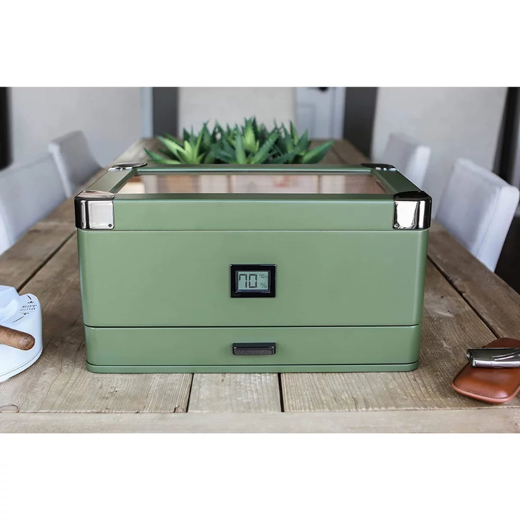 Glass Top Humidor with Front Hygrometer J75340