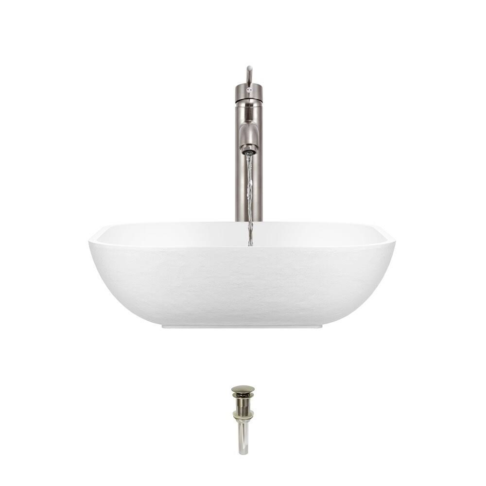 Composite Square Vessel Bathroom Sink with Faucet E2875