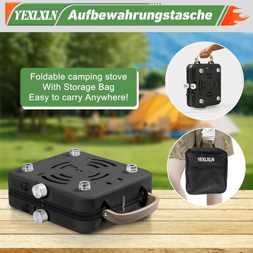 2-Burner Foldable Propane Camp Stove with Griddle and Carrying Bag V66086