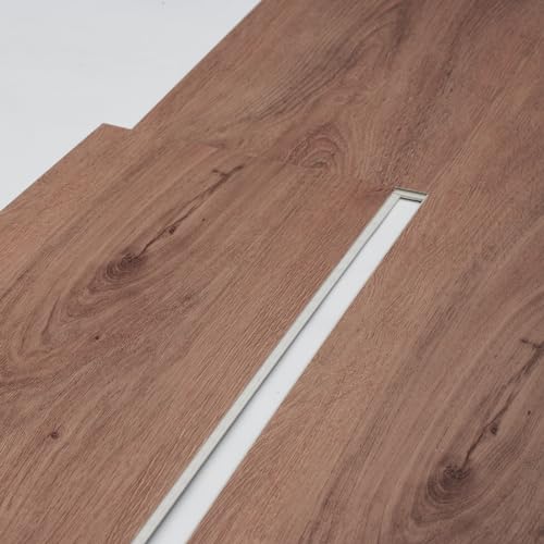 Interlocking Vinyl Floor Tiles 48 x 7.3 inch 10 Tiles 5.5mm Thick Natural Wood Grain H28861