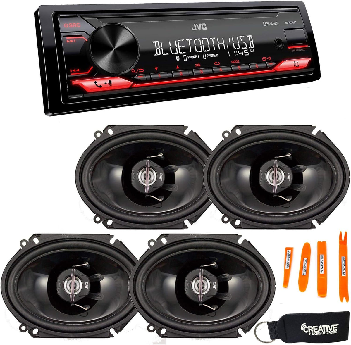 Digital Media Receiver with Bluetooth, USB, Remote App, Two Pairs of 6x8 Speakers O279611