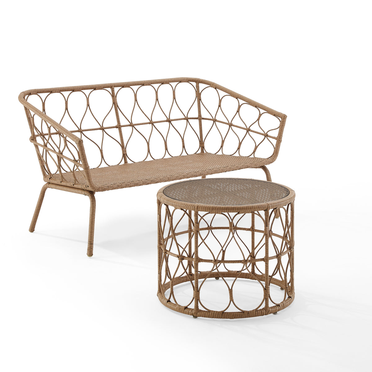 Natural Wicker Outdoor Conversation Set D1274