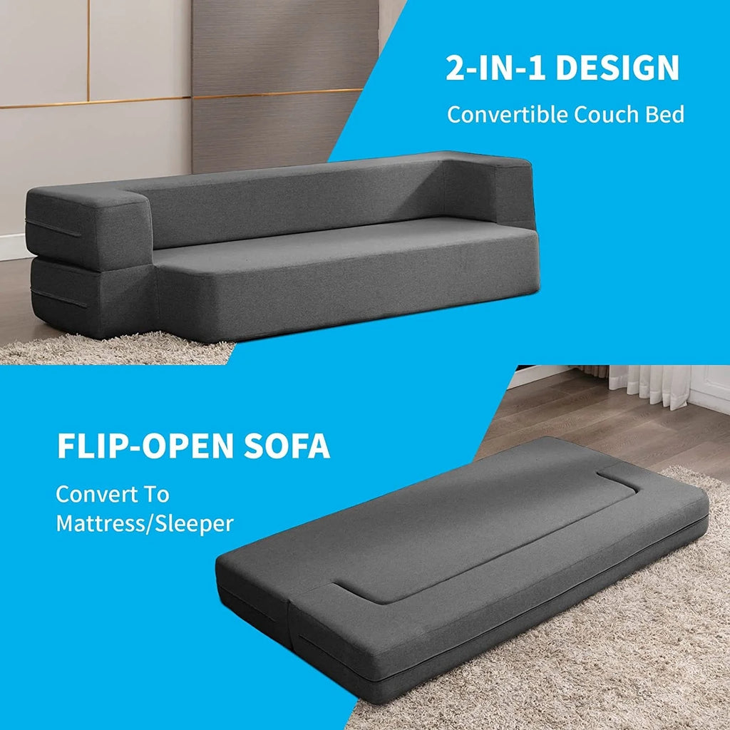 Convertible Futon Sofa Bed Dark Grey E17497