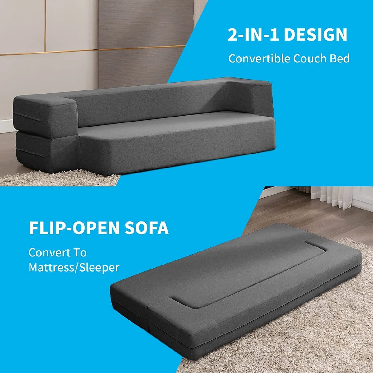 Convertible Futon Sofa Bed Dark Grey E17497
