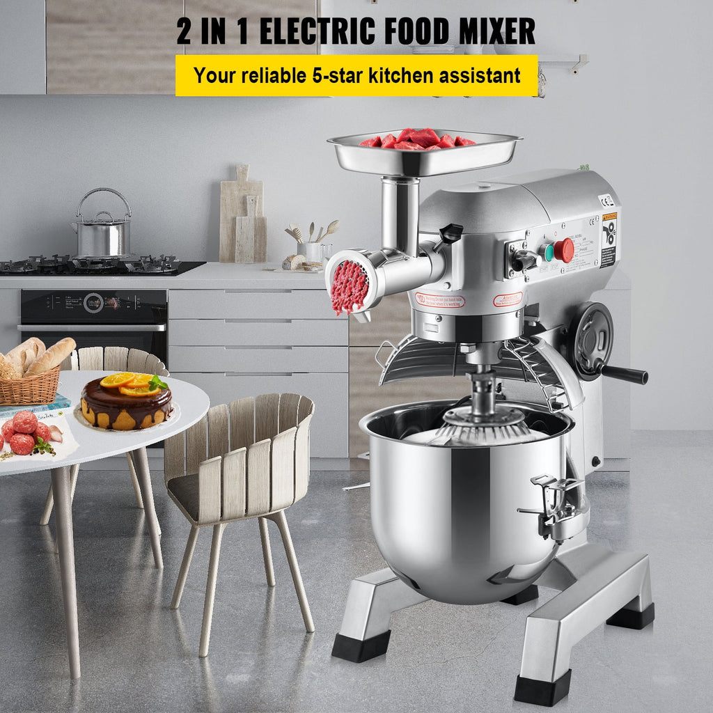 Commercial Stand Mixer with Meat Grinder, 20Qt Stainless Steel Bowl, 1100W R33390
