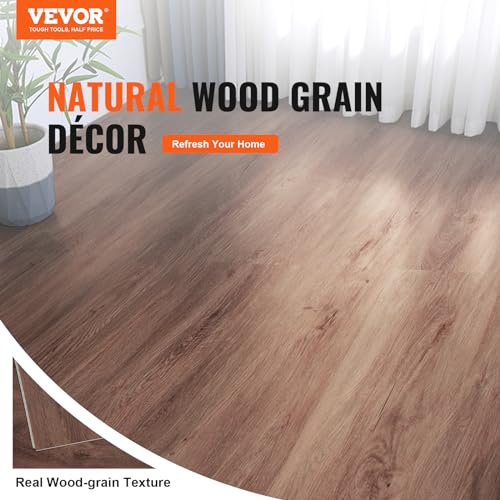 Interlocking Vinyl Floor Tiles 48 x 7.3 inch 10 Tiles 5.5mm Thick Natural Wood Grain H28861