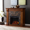 Antique Oak Electric Fireplace L912738
