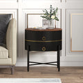 Black 2-Drawer End Table with X-Metal Base P454