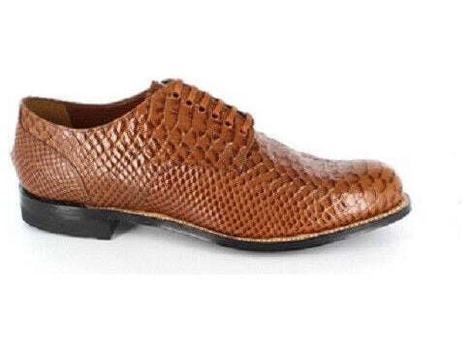 Anaconda Print Leather Shoes Tan E695