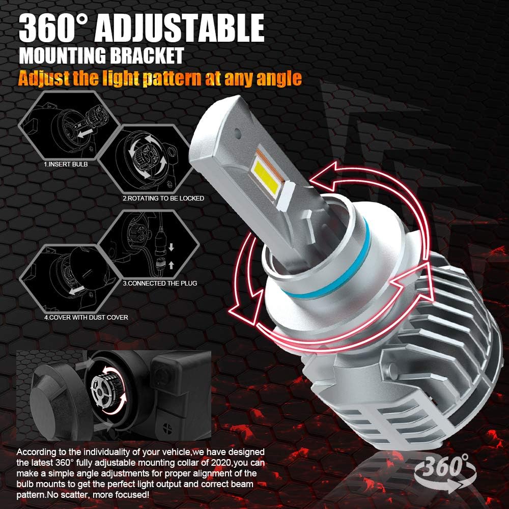 9005 LED Headlight Bulbs 20000LM 130W 6500K HB3 Pack of 2 Q116