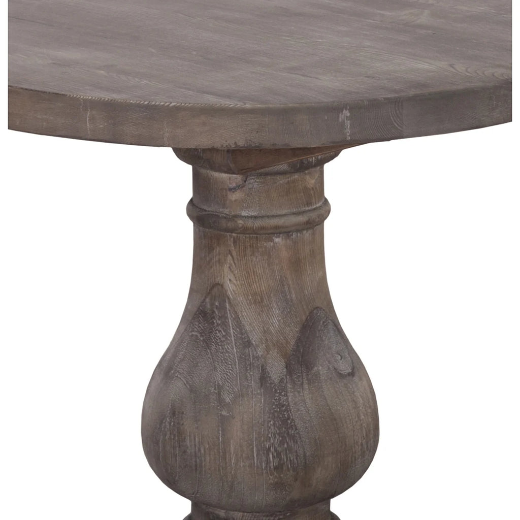 Brown Round Wood End Table with Pedestal Base S9039