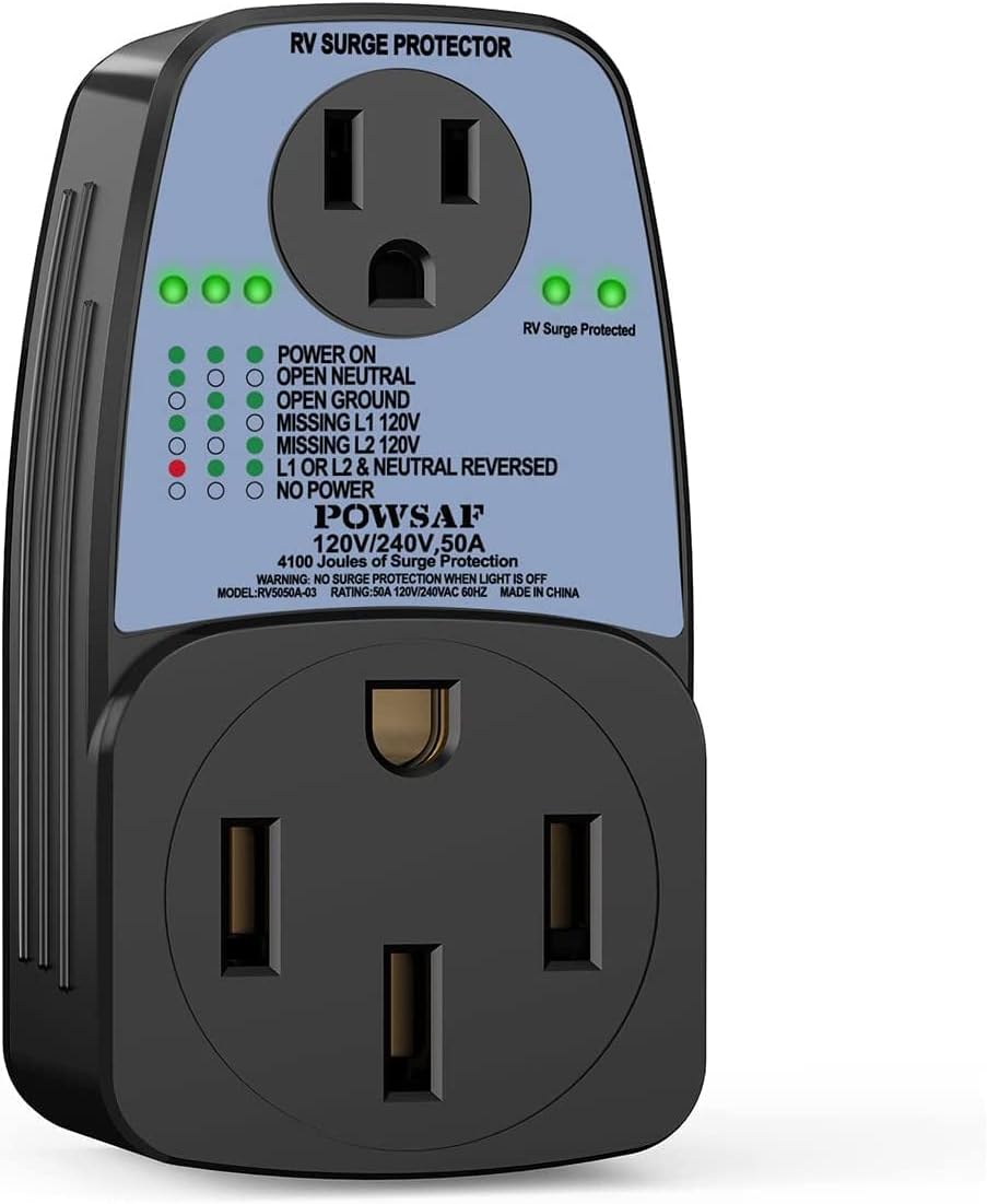 4100 Joules RV Surge Protector with 50 Amp Male to 50 Amp Female and 15 Amp Female S2161