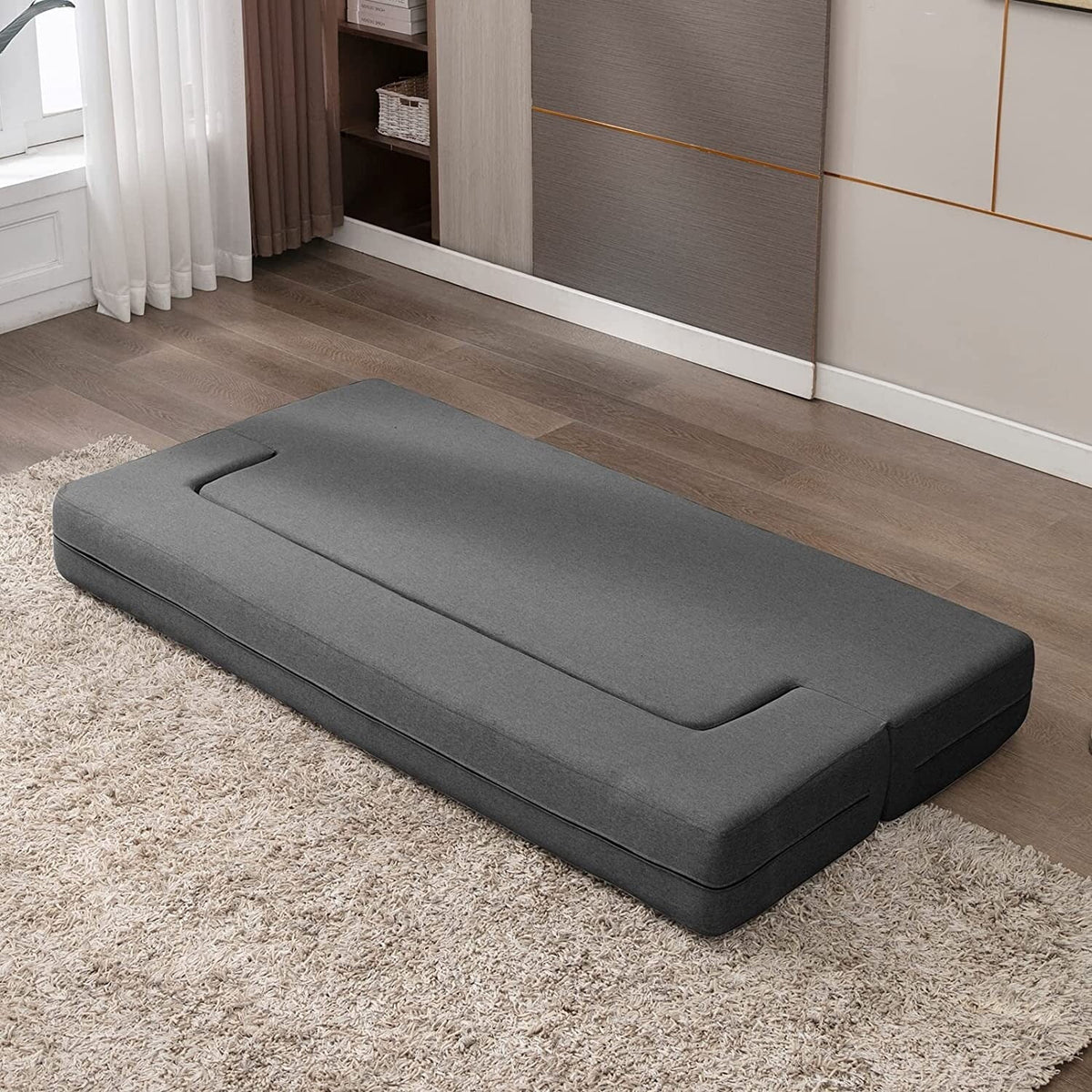 Convertible Futon Sofa Bed Dark Grey E17497