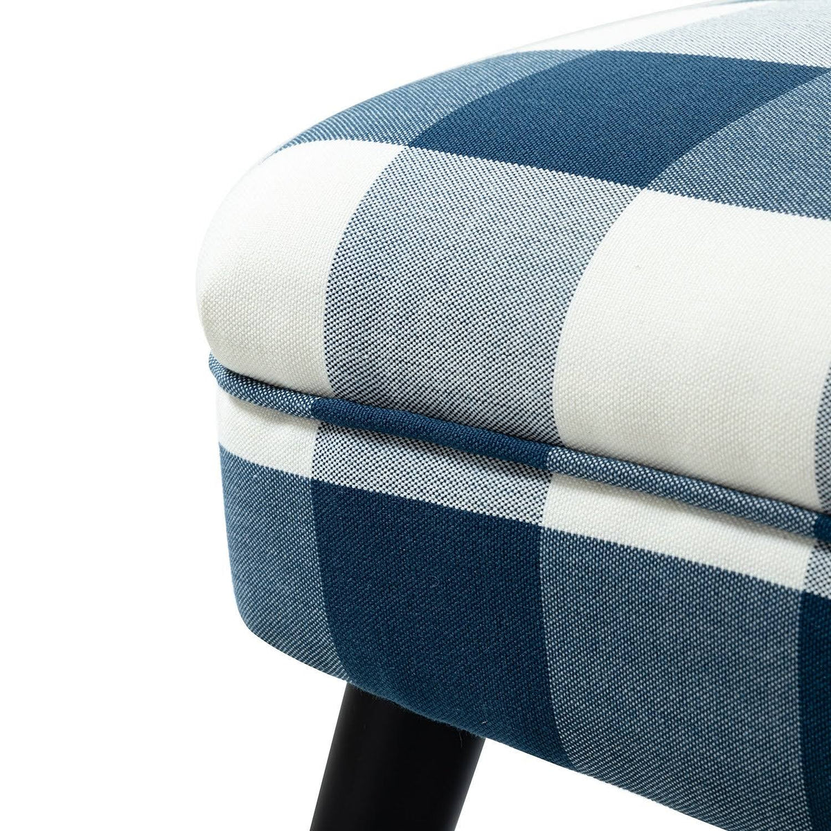 Grey Buffalo Plaid Side Chair with Black Base, Set of 2 N394