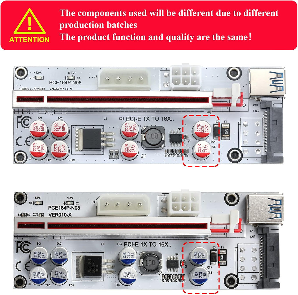 PCI-E 1X to 16X Riser Card with 24in USB 3.0 Extension Cable D3067