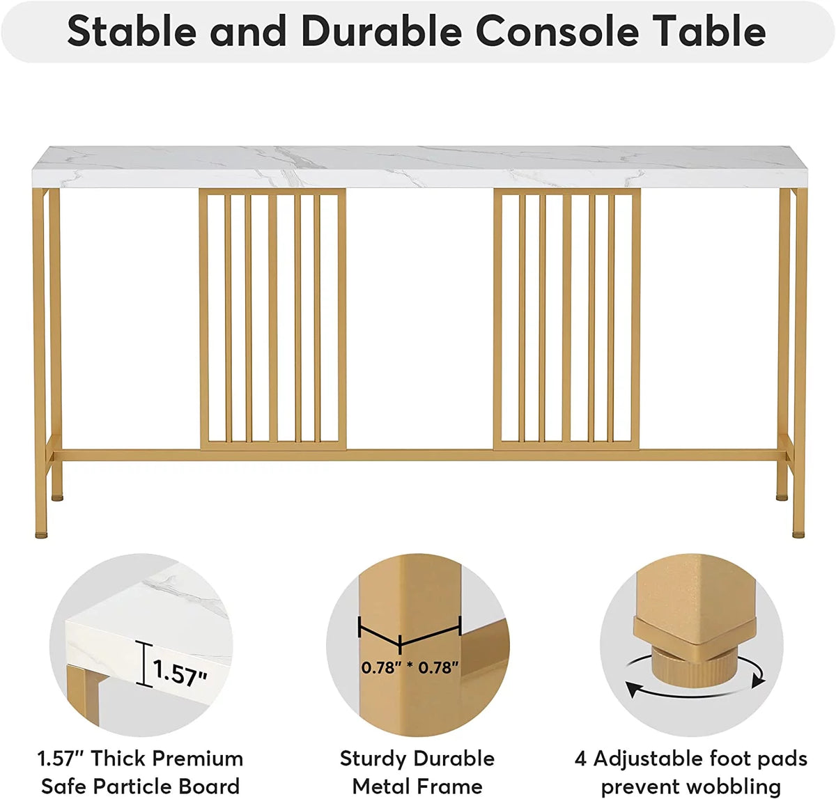 70.9 Inch Extra Long White and Gold Console Table C112445