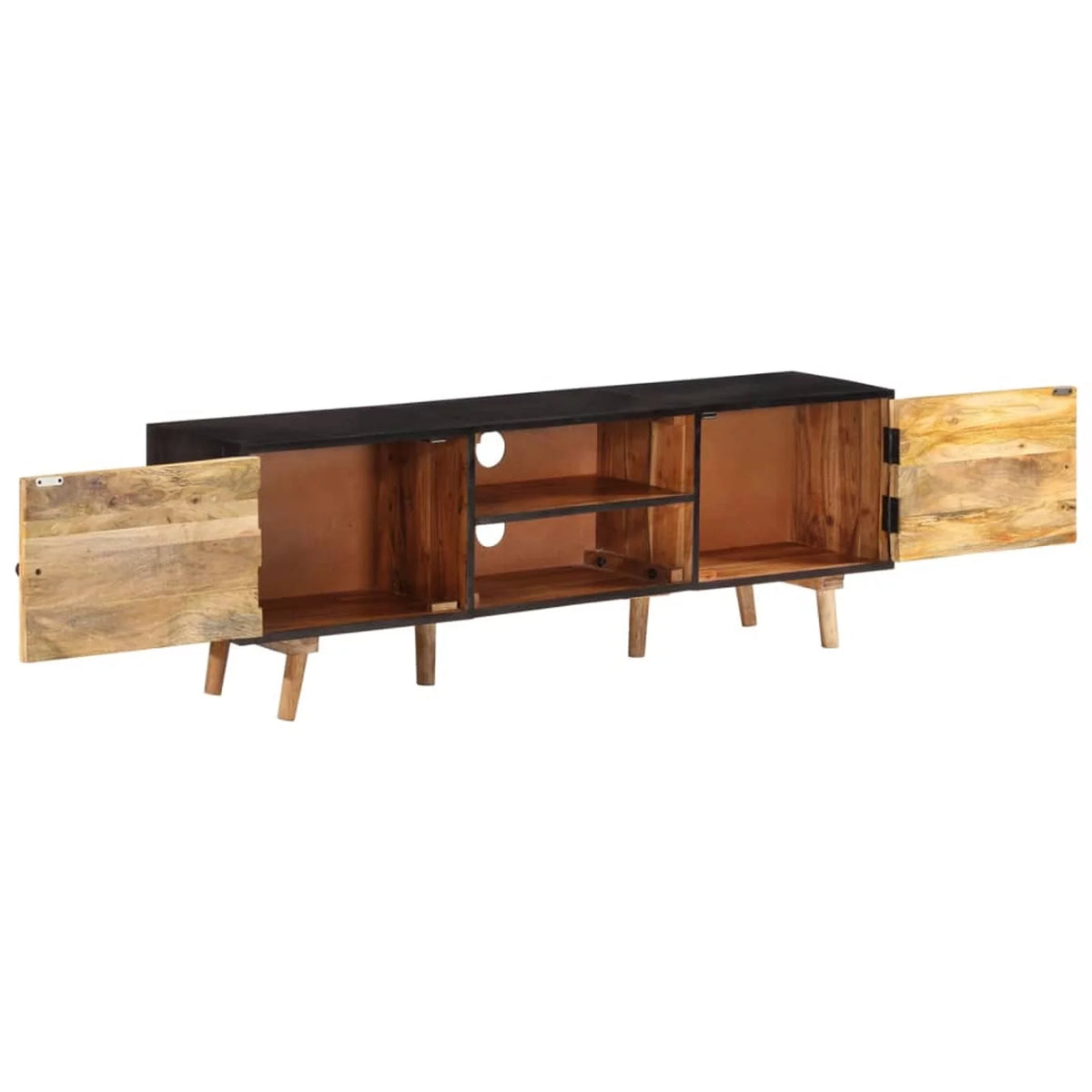 Rough Mango Wood and Solid Acacia Wood TV Cabinet with Storage Shelf C847242