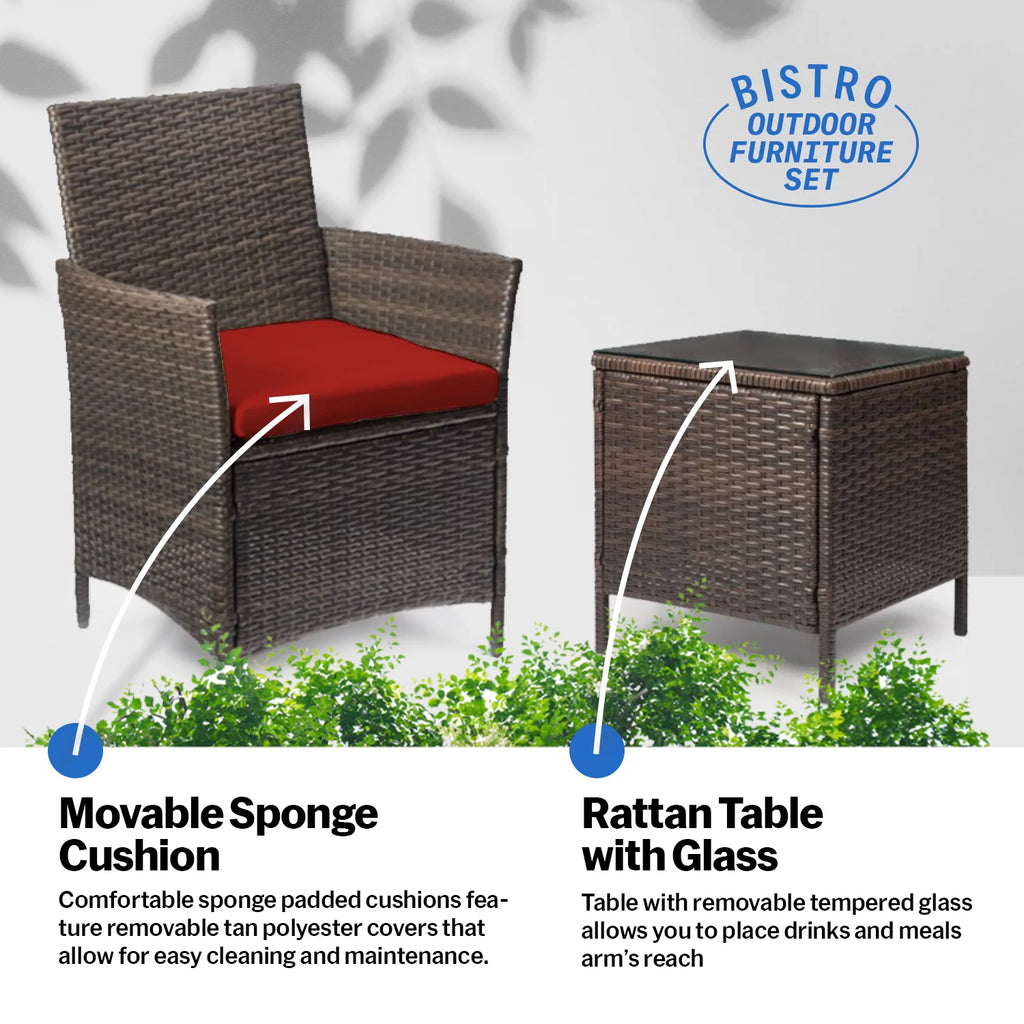 3 Piece Rattan Outdoor Furniture Set L2664