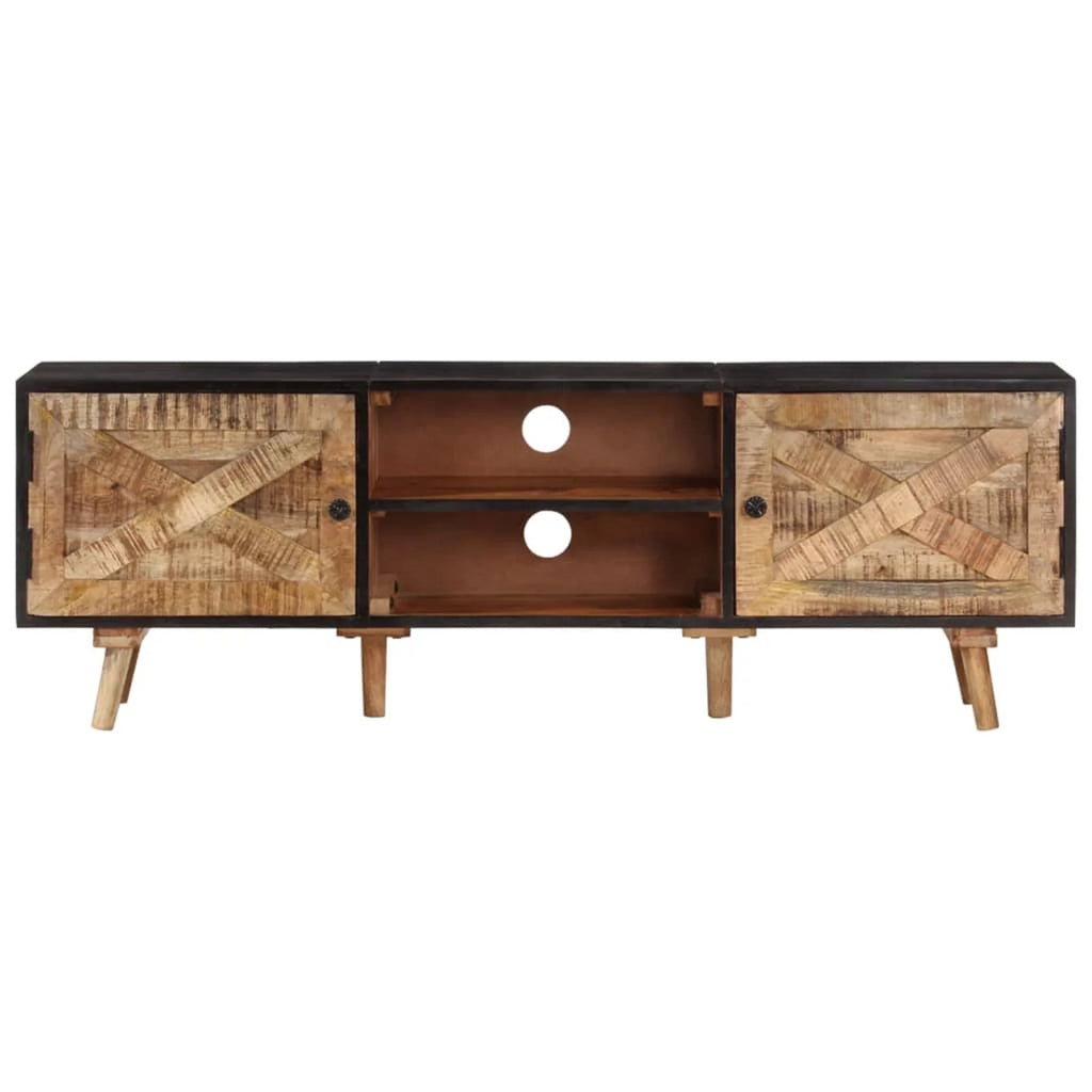 Rough Mango Wood and Solid Acacia Wood TV Cabinet with Storage Shelf C847242