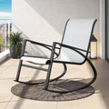 Grey Stripe Sling Fabric Rocking Chair U5232