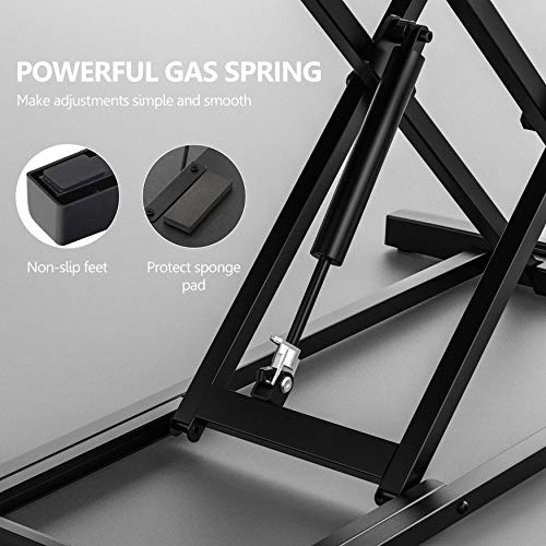 Height Adjustable Standing Desk 36" Wide Sit to Stand Converter Desk Tabletop Workstation for Dual Monitor Riser P73187