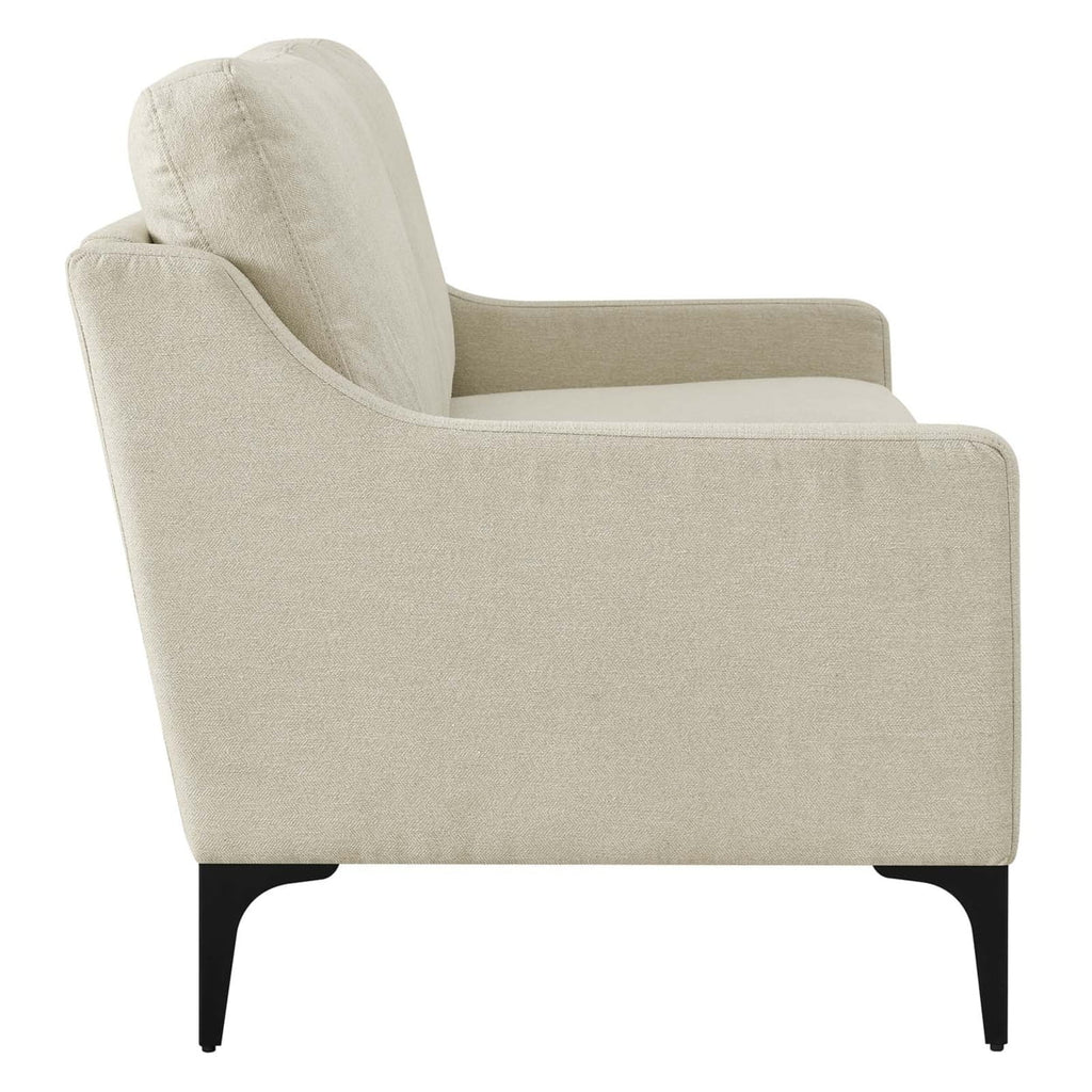 Beige Upholstered Fabric Loveseat E4567