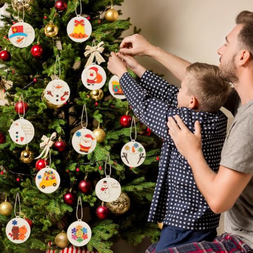 24 Pcs DIY Wooden Christmas Ornaments Painting Kit J33150